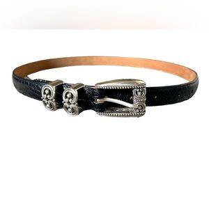 Brighton Black Leather Western Crocodile Belt Women’s M